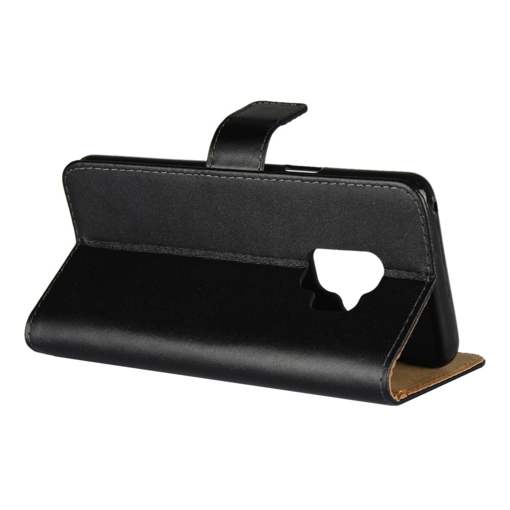 Genuine Split Leather Wallet Stand Phone Case for Samsung Galaxy S9 G960 - Black-5
