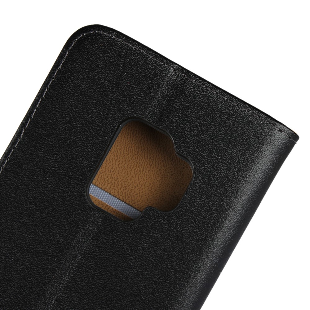 Étui de Couverture de Téléphone en Cuir Divisé Premium Pour Samsung Galaxy S9 G960 Avec Fonctions de Support de Portefeuille - le Noir