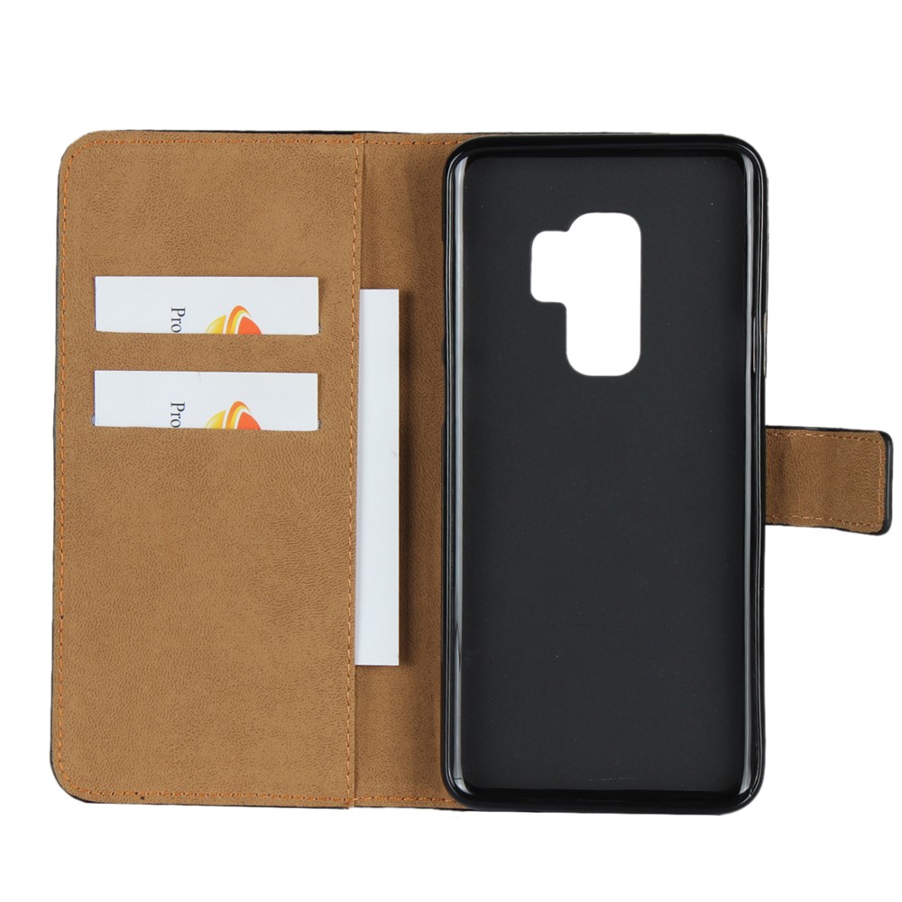 Split Leather Wallet Stand Mobile Phone Case for Samsung Galaxy S9 Plus SM-G965 - Black-6