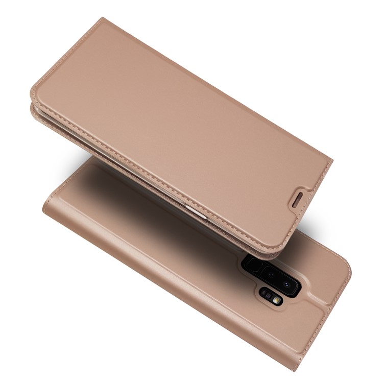 Magnetic Adsorption Card Holder Leather Flip Stand Phone Cover for Samsung Galaxy S9+ SM-G965 - Rose Gold-2