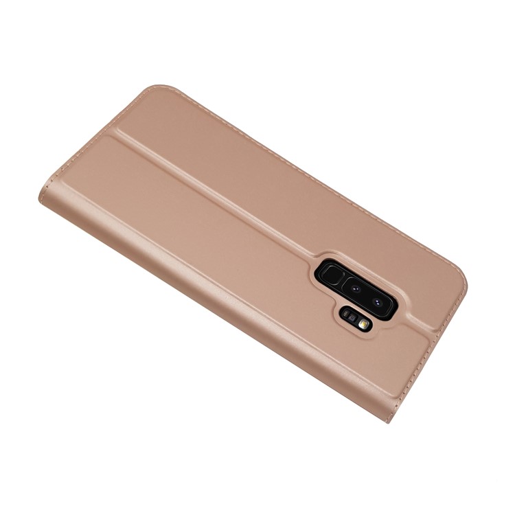 Magnetic Adsorption Card Holder Leather Flip Stand Phone Cover for Samsung Galaxy S9+ SM-G965 - Rose Gold-4