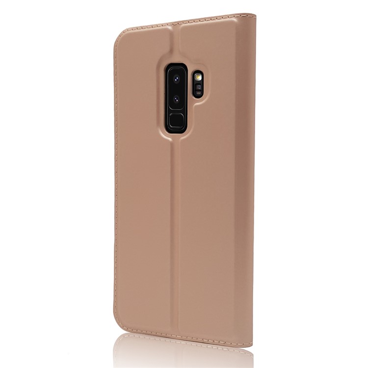 Magnetic Adsorption Card Holder Leather Flip Stand Phone Cover for Samsung Galaxy S9+ SM-G965 - Rose Gold-8