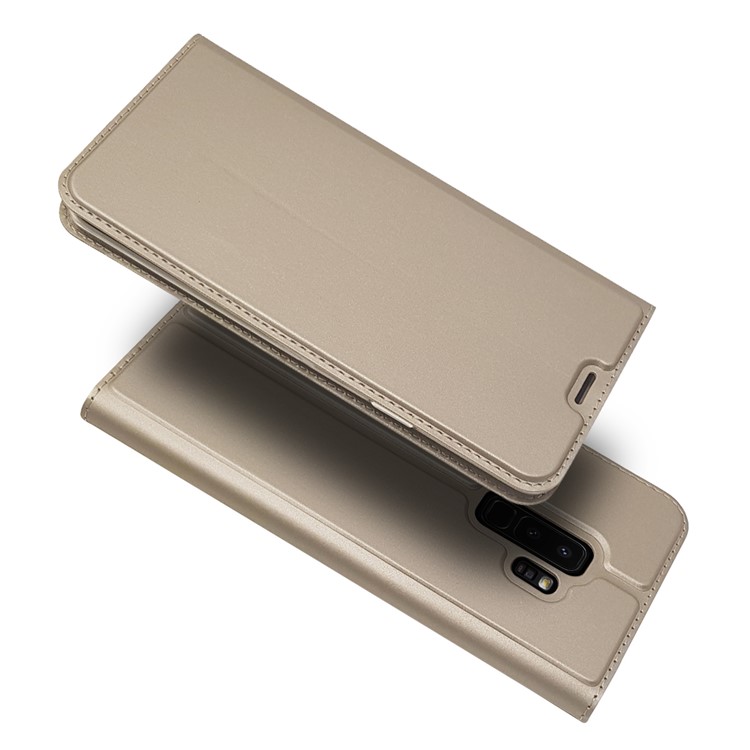 Magnetic Adsorption PU Leather Card Holder Phone Shell for Samsung Galaxy S9 Plus SM-G965 - Gold-2