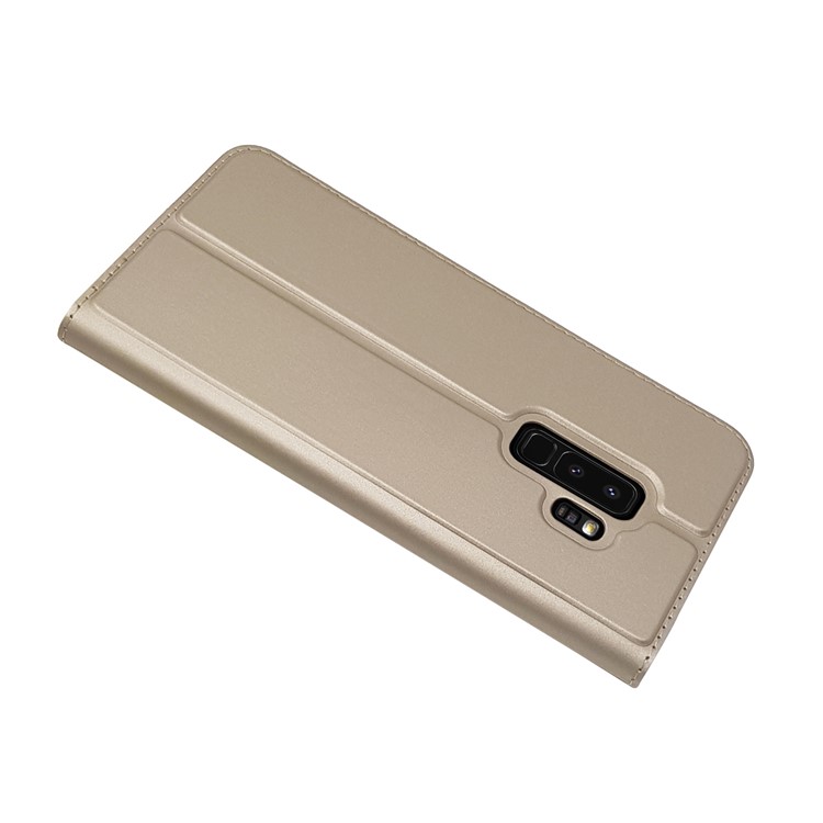 Magnetic Adsorption PU Leather Card Holder Phone Shell for Samsung Galaxy S9 Plus SM-G965 - Gold-4