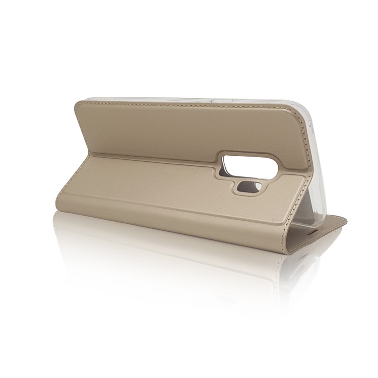 Magnetic Adsorption PU Leather Card Holder Phone Shell for Samsung Galaxy S9 Plus SM-G965 - Gold-6