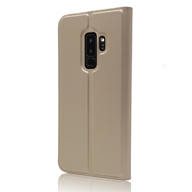 Magnetic Adsorption PU Leather Card Holder Phone Shell for Samsung Galaxy S9 Plus SM-G965 - Gold-9