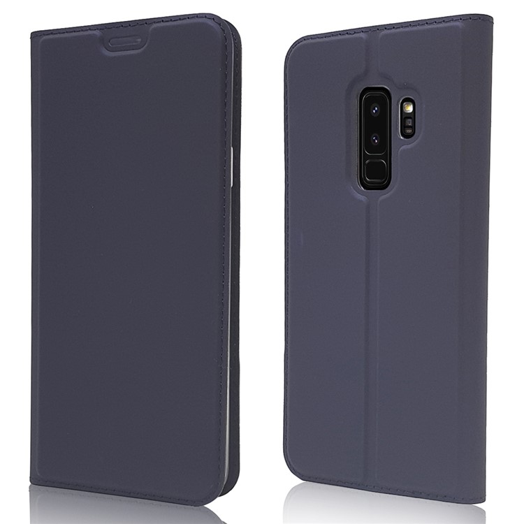 Magnetic Adsorption Card Slot Stand Leather Mobile Casing for Samsung Galaxy S9+ SM-G965 - Dark Blue-1