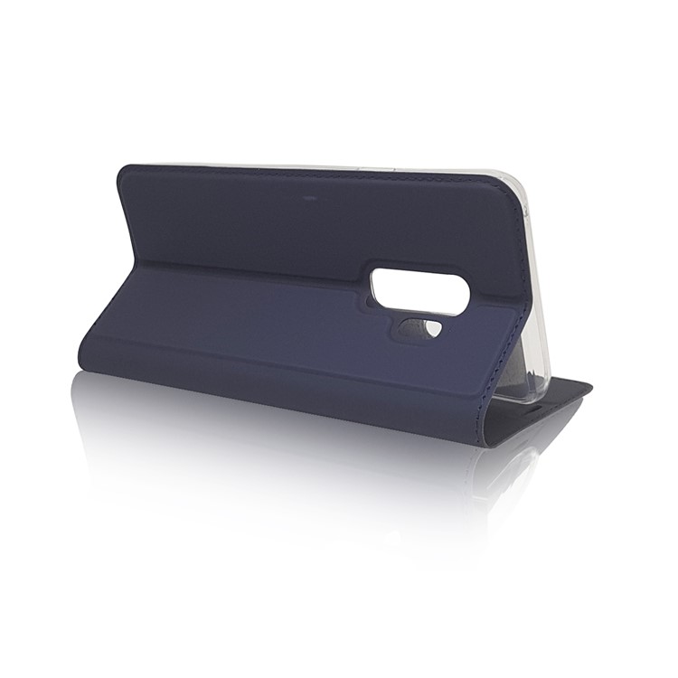 Magnetic Adsorption Card Slot Stand Leather Mobile Casing for Samsung Galaxy S9+ SM-G965 - Dark Blue-6