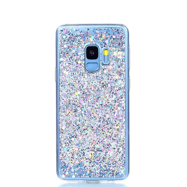 Glitter Sequins Glossy Acrylic + TPU Hybrid Case for Samsung Galaxy S9 SM-G960 - Silver-2