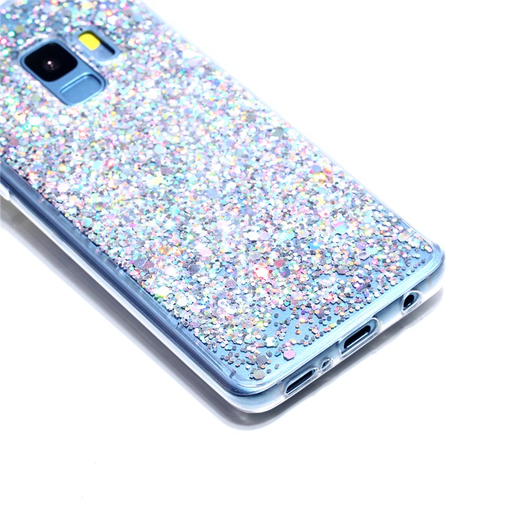 Glitter Sequins Glossy Acrylic + TPU Hybrid Case for Samsung Galaxy S9 SM-G960 - Silver-4