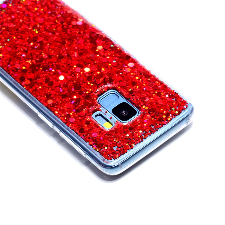 Glitter Sequins Glossy Acrylic + TPU Hybrid Cover for Samsung Galaxy S9 SM-G960 - Red-5