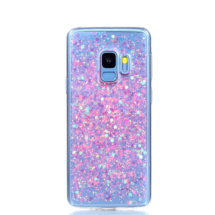 Glitter Sequins Glossy Acrylic + TPU Hybrid Shell for Samsung Galaxy S9 SM-G960 - Pink-2