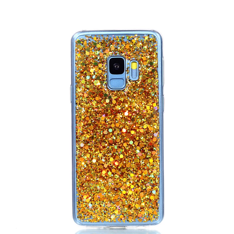 Glitter Sequins Glossy Acrylic + TPU Combo Case for Samsung Galaxy S9 SM-G960 - Gold-2