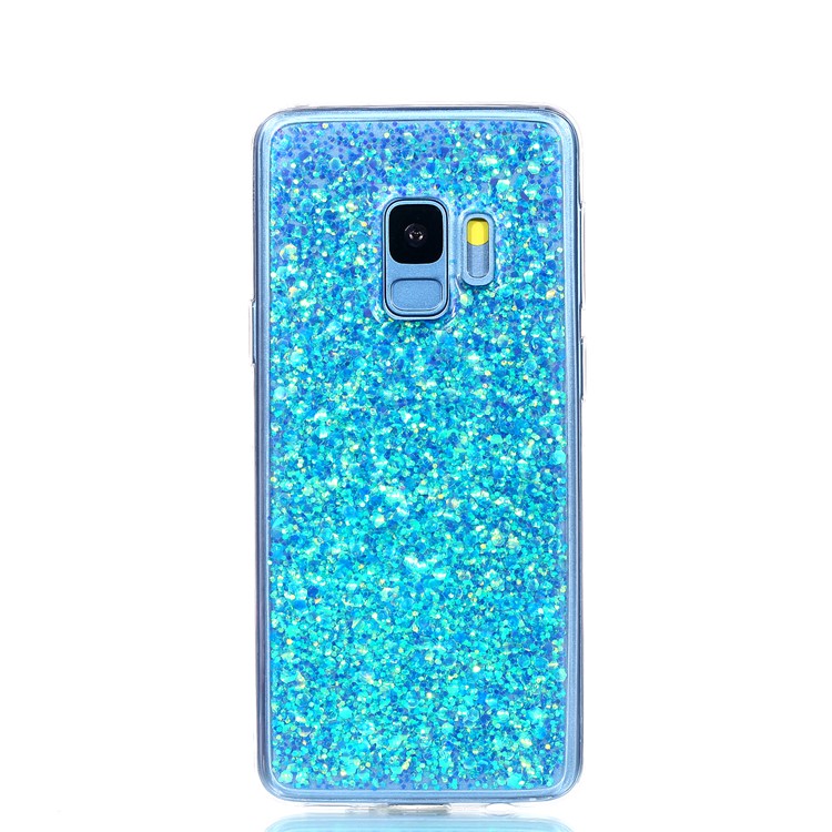 Glitter Sequins Glossy Acrylic + TPU Hybrid Casing for Samsung Galaxy S9 SM-G960 - Blue-2