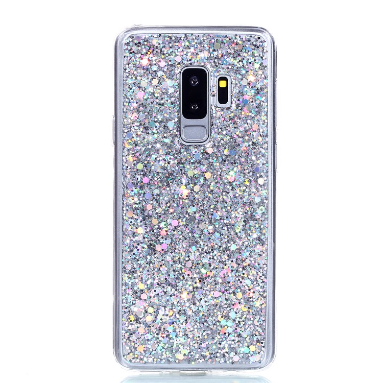 Glitter Sequins Glossy Acrylic + TPU Hybrid Case for Samsung Galaxy S9+ SM-G965 - Silver-2