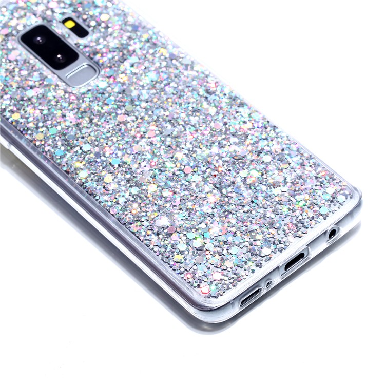 Glitter Sequins Glossy Acrylic + TPU Hybrid Case for Samsung Galaxy S9+ SM-G965 - Silver-3