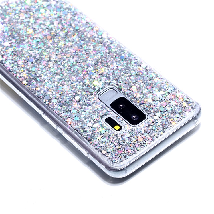 Glitter Sequins Glossy Acrylic + TPU Hybrid Case for Samsung Galaxy S9+ SM-G965 - Silver-4