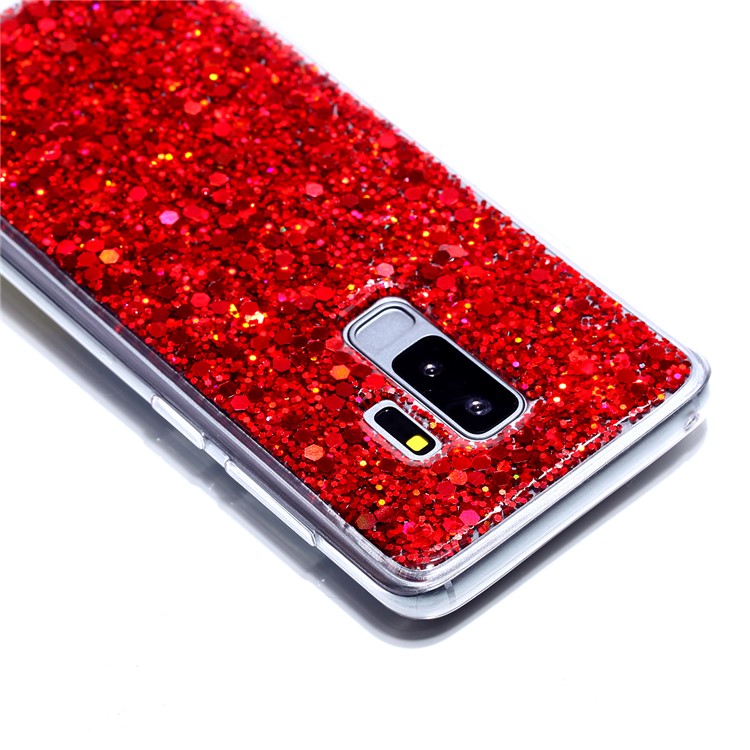 Glitter Sequins Glossy Acrylic + TPU Hybrid Shell Case for Samsung Galaxy S9+ SM-G965 - Red-4