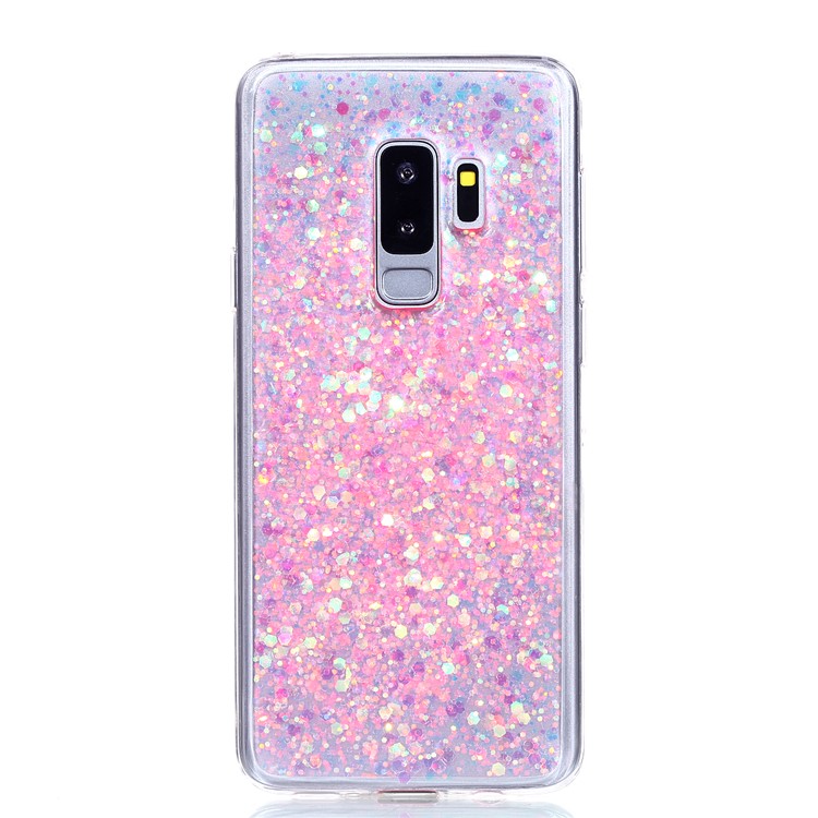 Glitter Sequins Glossy Acrylic + TPU Combo Case for Samsung Galaxy S9+ SM-G965 - Pink-2
