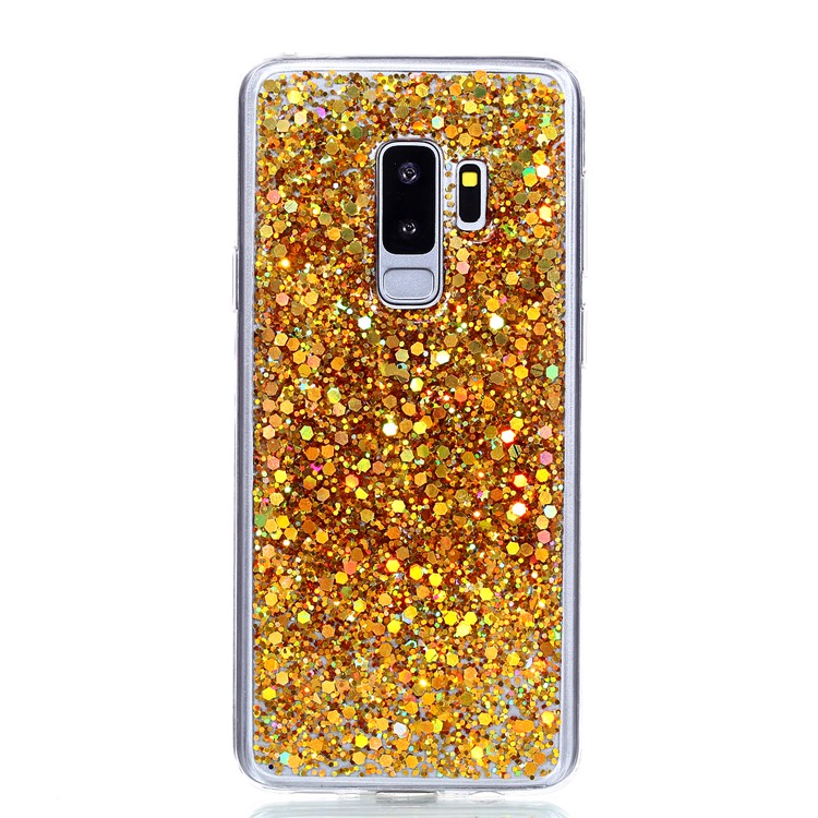Glitter Sequins Glossy Acrylic + TPU Hybrid Phone Case for Samsung Galaxy S9+ SM-G965 - Gold-2