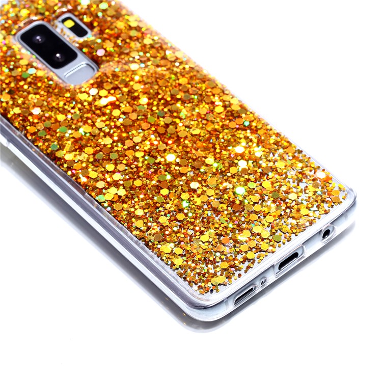Glitter Sequins Glossy Acrylic + TPU Hybrid Phone Case for Samsung Galaxy S9+ SM-G965 - Gold-3