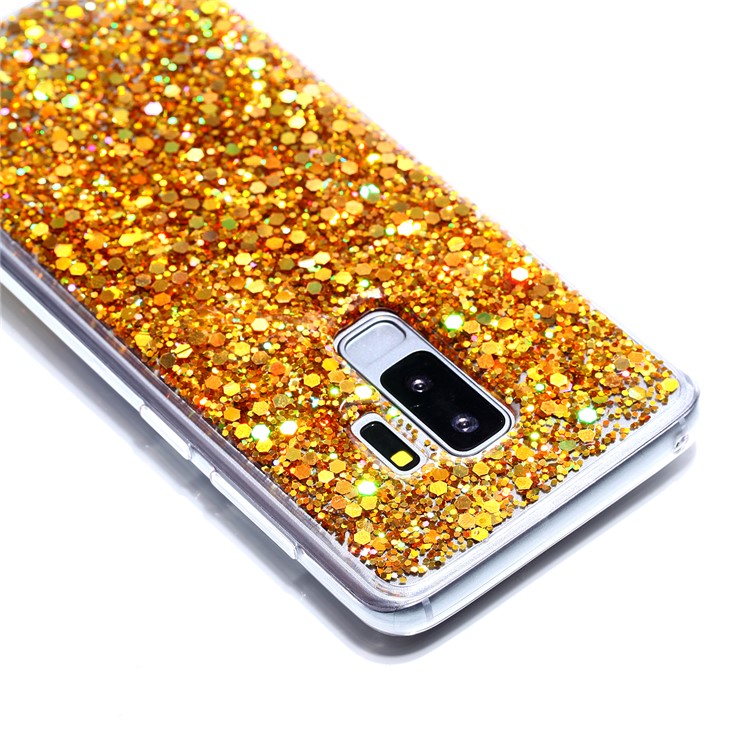 Glitter Sequins Glossy Acrylic + TPU Hybrid Phone Case for Samsung Galaxy S9+ SM-G965 - Gold-4