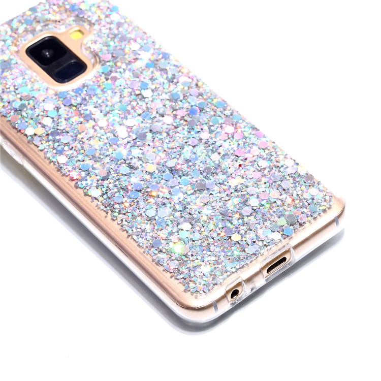 Glitter Sequins Glossy Acrylic + TPU Hybrid Case for Samsung Galaxy A8 (2018) - Silver-2