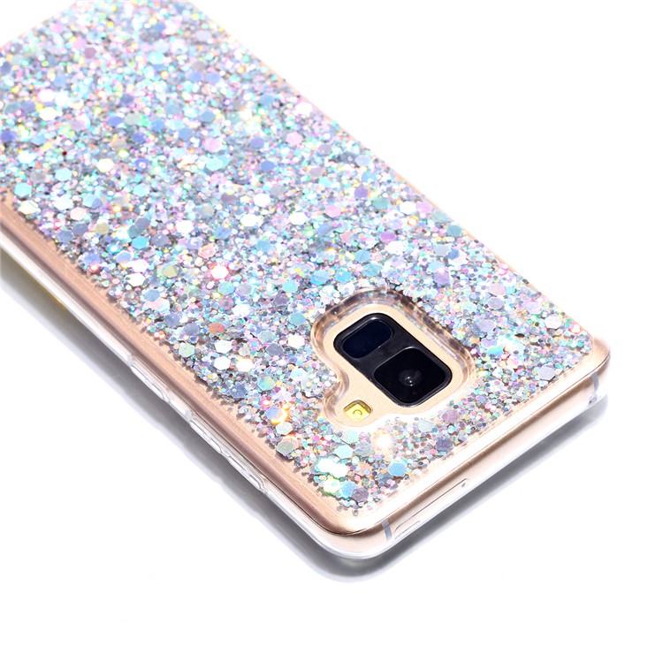 Glitter Sequins Glossy Acrylic + TPU Hybrid Case for Samsung Galaxy A8 (2018) - Silver-3