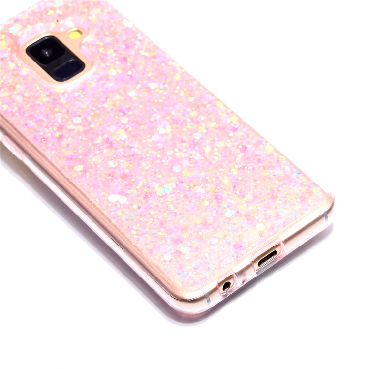 Glitter Sequins Glossy Acrylic + TPU Hybrid Shell for Samsung Galaxy A8 (2018) - Pink-2
