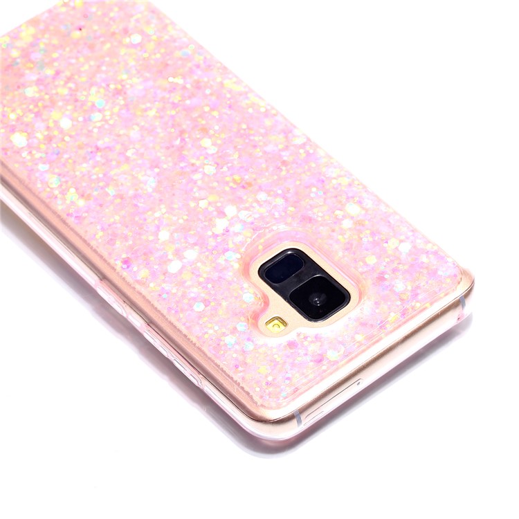 Glitter Sequins Glossy Acrylic + TPU Hybrid Shell for Samsung Galaxy A8 (2018) - Pink-3