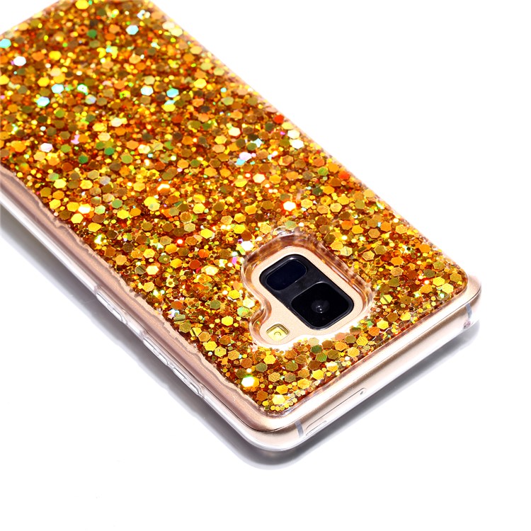 Glitter Sequins Glossy Acrylic + TPU Hybrid Casing for Samsung Galaxy A8 (2018) - Gold-3