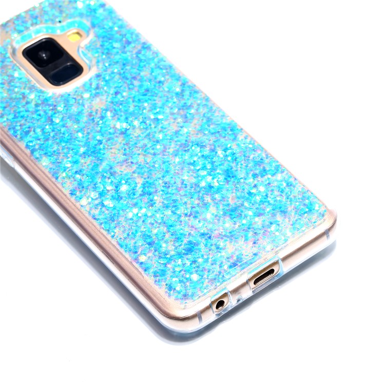 Glitter Sequins Glossy Acrylic + TPU Combo Case for Samsung Galaxy A8 (2018) - Blue-2