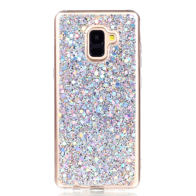 Glitter Sequins Glossy Acrylic + TPU Hybrid Case for Samsung Galaxy A8+ (2018) - Silver-2