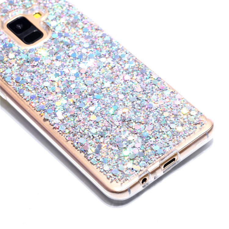 Glitter Sequins Glossy Acrylic + TPU Hybrid Case for Samsung Galaxy A8+ (2018) - Silver-4