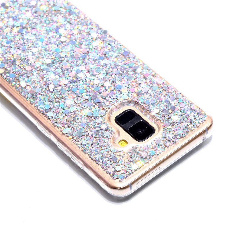 Glitter Sequins Glossy Acrylic + TPU Hybrid Case for Samsung Galaxy A8+ (2018) - Silver-5