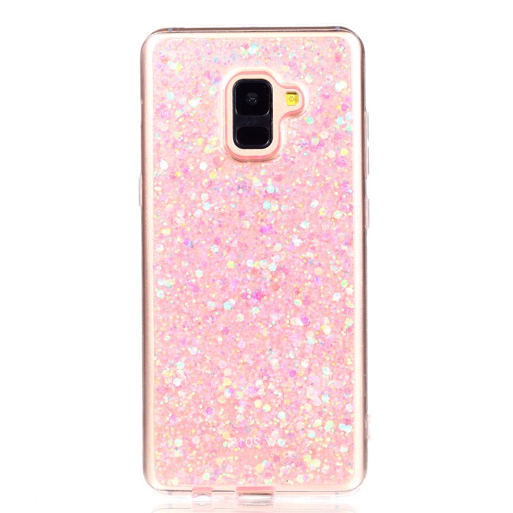 Glitter Sequins Glossy Acrylic + TPU Hybrid Shell for Samsung Galaxy A8 Plus (2018) - Pink-2