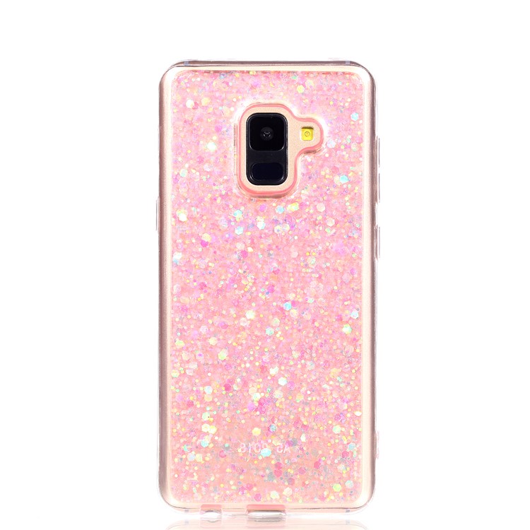 Glitter Sequins Glossy Acrylic + TPU Hybrid Shell for Samsung Galaxy A8 Plus (2018) - Pink-3