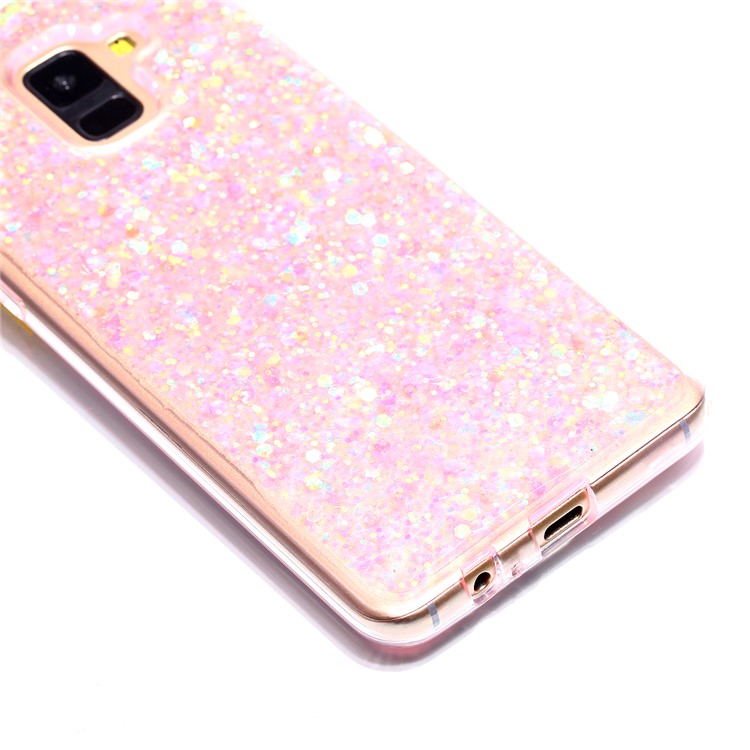Glitter Sequins Glossy Acrylic + TPU Hybrid Shell for Samsung Galaxy A8 Plus (2018) - Pink-4
