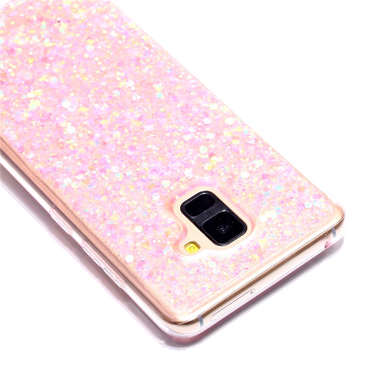 Glitter Sequins Glossy Acrylic + TPU Hybrid Shell for Samsung Galaxy A8 Plus (2018) - Pink-5