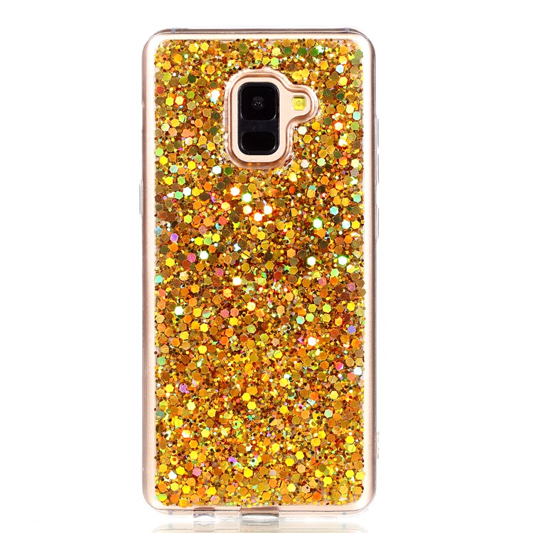 Glitter Sequins Glossy Acrylic + TPU Combo Case for Samsung Galaxy A8+ (2018) - Gold-2