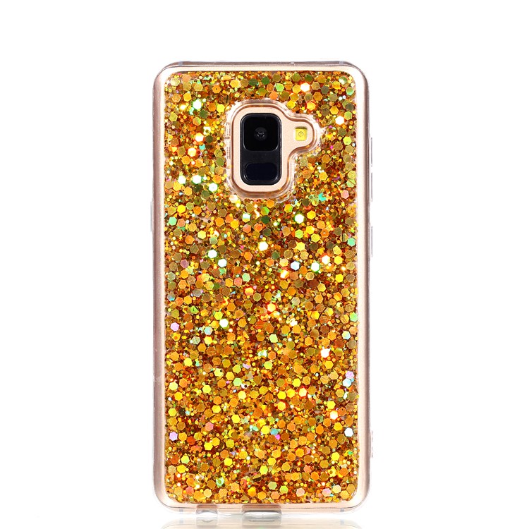 Glitter Sequins Glossy Acrylic + TPU Combo Case for Samsung Galaxy A8+ (2018) - Gold-3