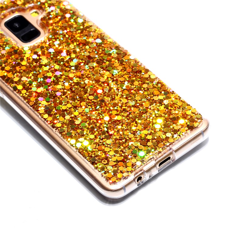 Glitter Sequins Glossy Acrylic + TPU Combo Case for Samsung Galaxy A8+ (2018) - Gold-4