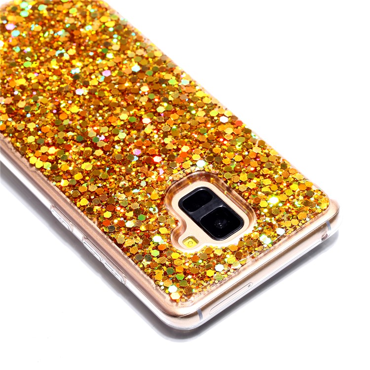 Glitter Sequins Glossy Acrylic + TPU Combo Case for Samsung Galaxy A8+ (2018) - Gold-5