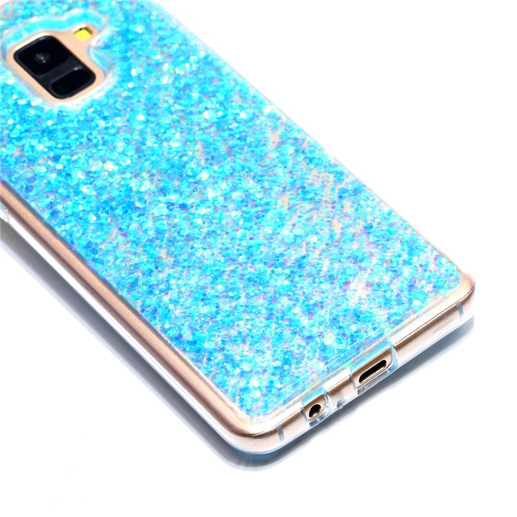Glitter Sequins Glossy Acrylic + TPU Hybrid Casing for Samsung Galaxy A8+ (2018) - Blue-4