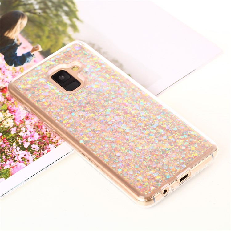Glitter Sequins Glossy Acrylic + TPU Hybrid Mobile Phone Case for Samsung Galaxy A8+ (2018) - Mixture-1