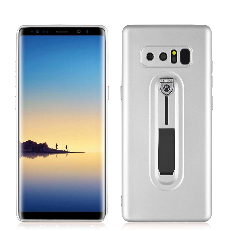 Shockproof Matte TPU Sliding Kickstand Phone Cover for Samsung Galaxy Note 8 SM-N950 - Silver-3