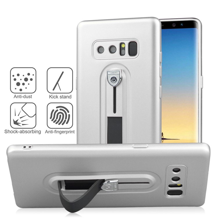 Shockproof Matte TPU Sliding Kickstand Phone Cover for Samsung Galaxy Note 8 SM-N950 - Silver-4