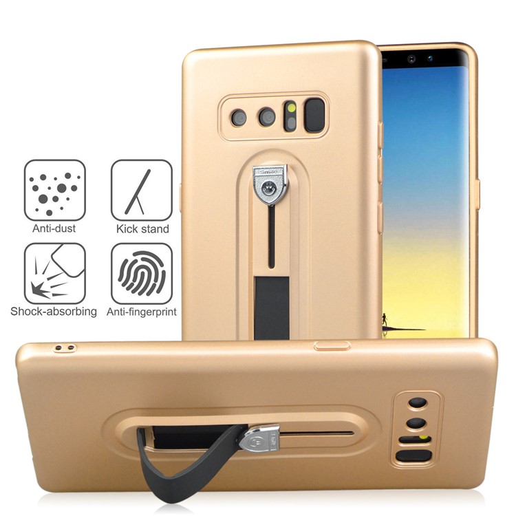 Shockproof Matte TPU Sliding Kickstand Mobile Phone Case for Samsung Galaxy Note 8 SM-N950 - Gold-4
