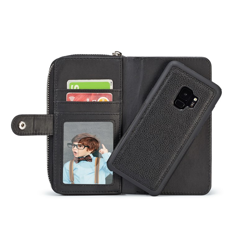 Litchi Texture Detachable 2 in 1 Wallet Leather Case for Samsung Galaxy S9 G960 - Black-4
