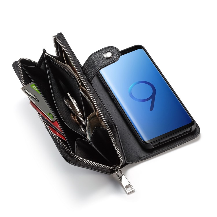 Litchi Texture Detachable 2 in 1 Wallet Leather Case for Samsung Galaxy S9 G960 - Black-5